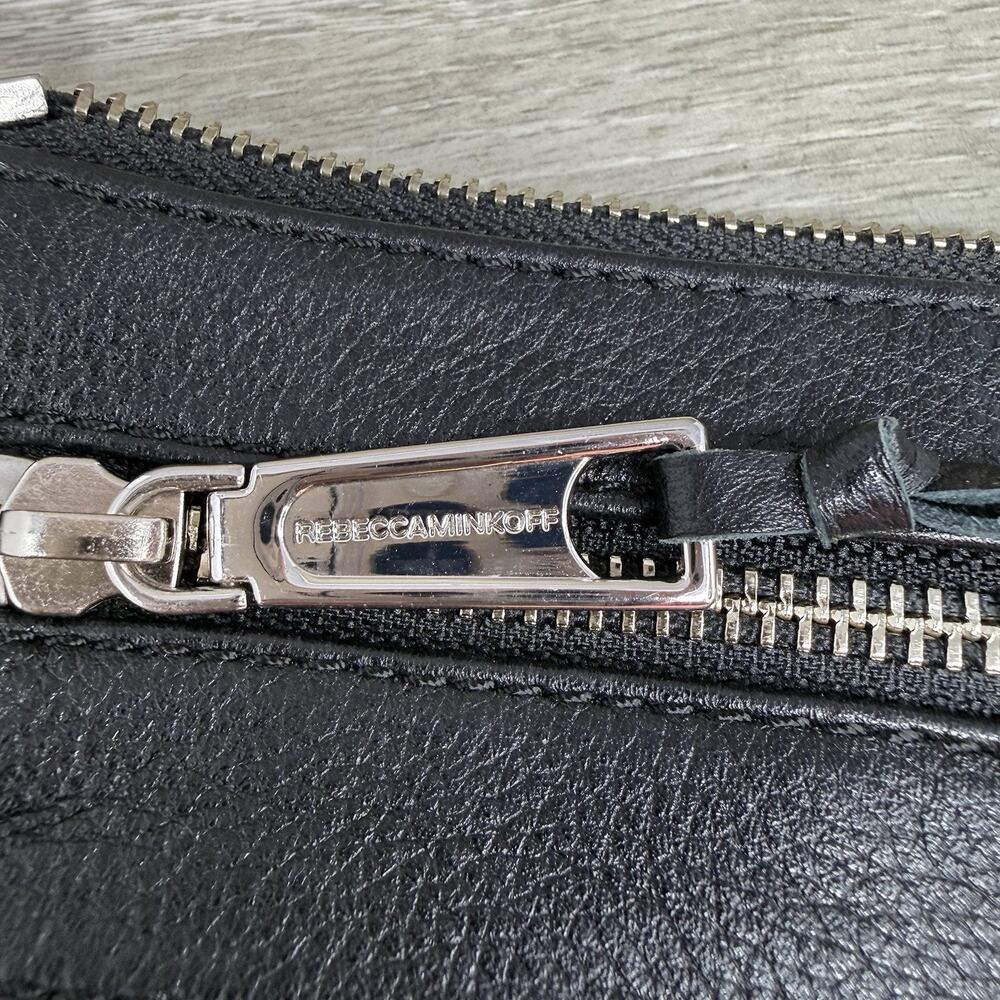 Rebecca Minkoff Black Leather Tassel Multi Zip Crossbody Bag Chain Strap Purse - Picture 8 of 9